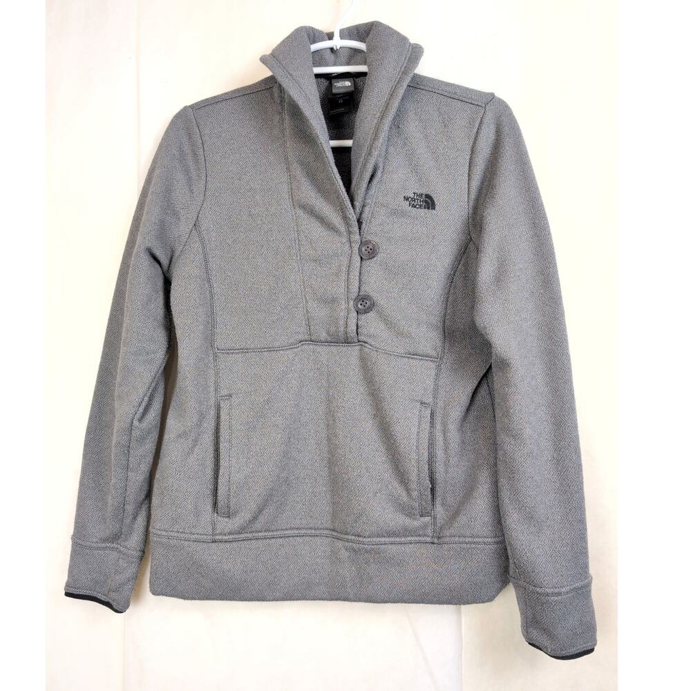 The North Face Crescent Shawl grey jacquard sweater Size Med Gorpcore Granola